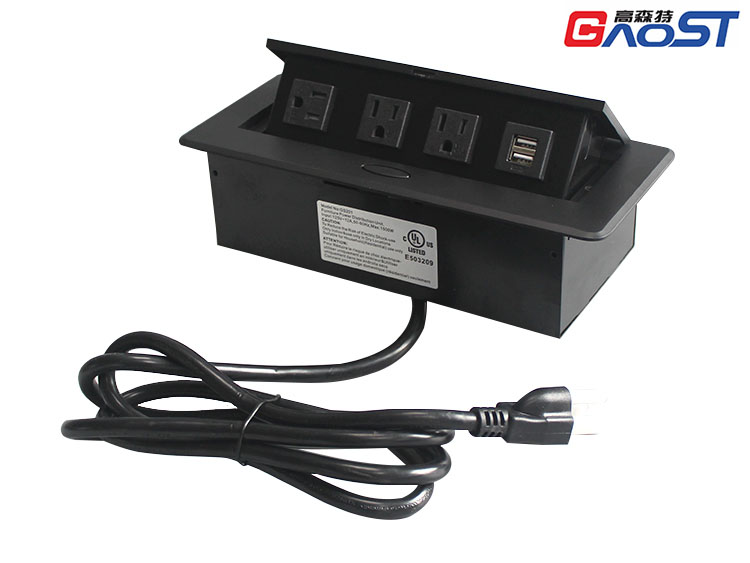 GS201美标弹起式桌面黑色插座