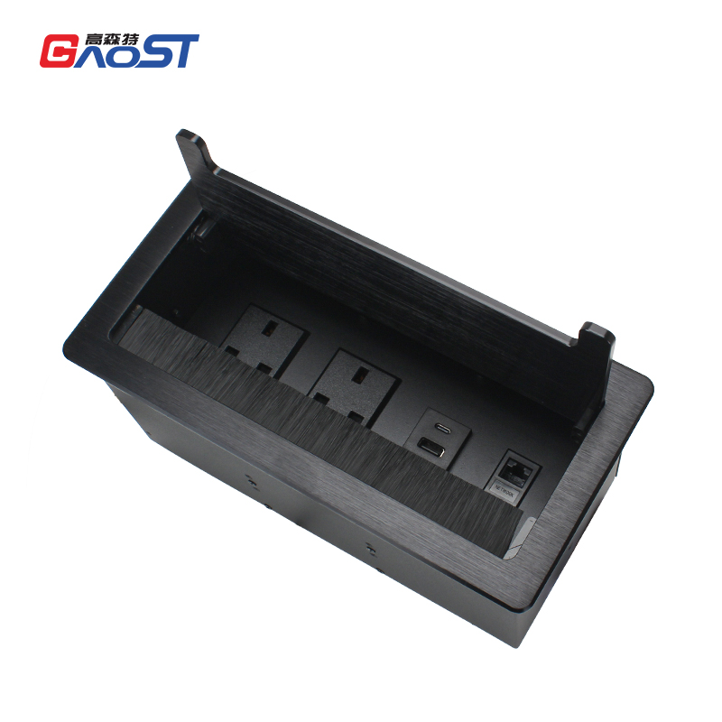 GS301英标2，A+C，网，黑色，会议桌翻盖多功能插座带毛刷