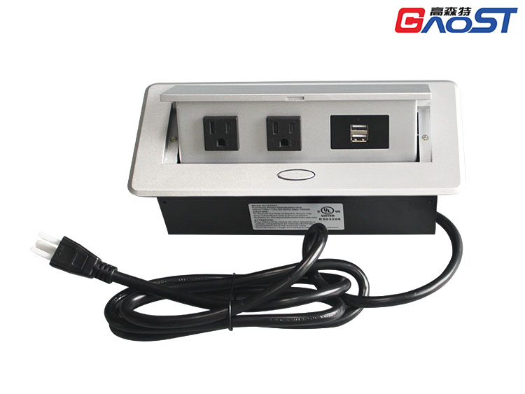 GS201美标弹起式桌面银色插座