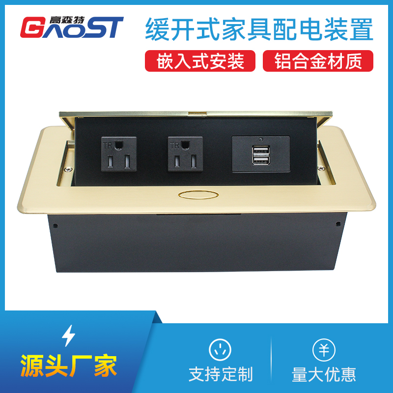 GS201美标2，双USB，金色