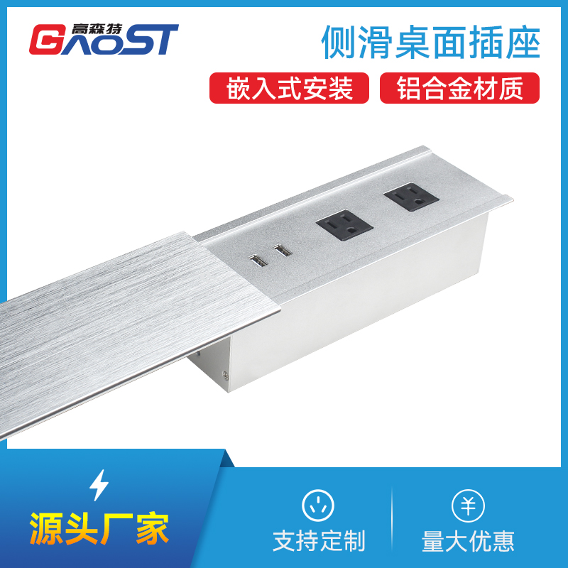 GS255单开美标2，双USB，银色